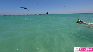Hot blonde girl cheat her boyfriend and fucks stranger near beach