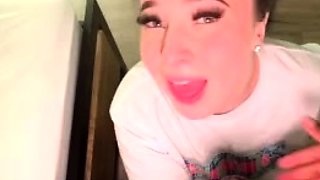 Extreme amateur pov blowjob with brunette babe