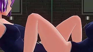 Two Lesbian Students in Swimming Suits Rub Their Pussies