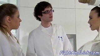 European lezzies grapple and lick vulvas