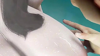3D Huge Boobs Slut Cheating with Old Dick in the Pool