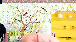 Shy amateur blonde spreads her hairy pussy