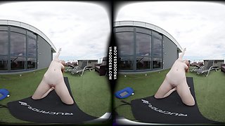 Lily Mays Naked Yoga Outdoors With Hot Big Boob Model Under The Sun