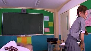 Asian college girl gives blowjob and fucked