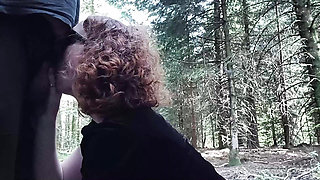 Little fuck in the forest with Mr: blowjob, doggy style and cum in the mouth