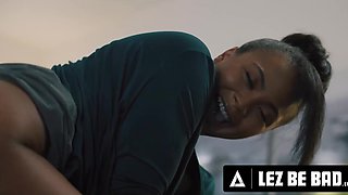 Perv MILF Boss Ryan Keely fucks her Ebony secretary in anal with strap on