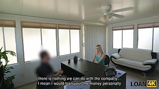 LOAN4K. Blue-eyed babe is banged on the desk