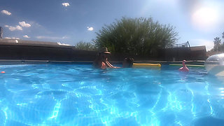 Pregnant Sex in the Pool Outside