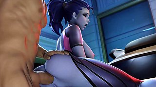 Overwatch Babes D.Va & Widowmaker's Rough Threesome Compilation