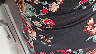 Step mom doesn't wear panties under mini skirt and step son show his dick