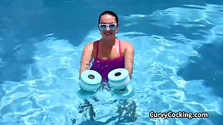 Oily cock ride after sexy workout in the pool with Violet