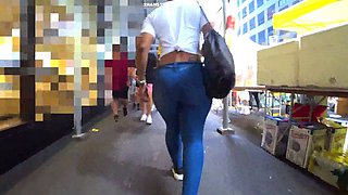 Big Butt Brazilian Woman in Blue Jeans MILF