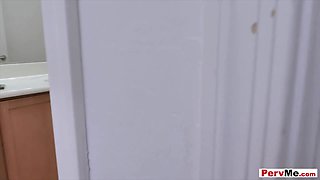 My busty stepmothers shaved MILF pussy