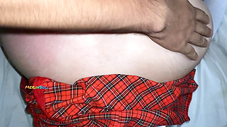 SCHOOLGIRL WITH HER RED SKIRT CUT SHORT SCREAMING WITH PLEASURE WHILE HER TEACHER FUCKS HER