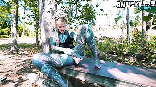 Anal Mastrubation On Public Bench - Tattoo Girl Enjoys Dildo In Her Ass
