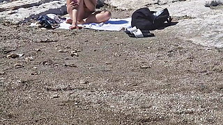 close up of pussy and tits on the beach