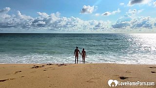 Enjoying the beach in the nude with hubby