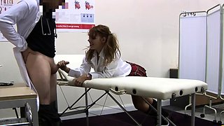 Uniform nurse CFNM get tugjob and BJ