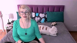 Cute Blond Transsexual With Stockings Jerking Off