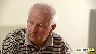 Daddy4k. fat grandfather cant resist in front of stunning teenager chick ornella morgen
