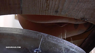 Mistress Cleo Squirts Toilet Water Into the Mouth of the Slave Lying in the Toilet Box