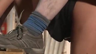 Mature cock in sexy tattooed pussy in dogging position