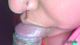 Sister in law gave a deep blowjob and took the cum 💦 in her mouth
