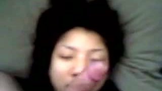 POV video of my Thai GF getting a cum facial