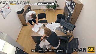 Loan4k. czech girl with Huge Boobs is blowing clerk’s Big Cock in his office