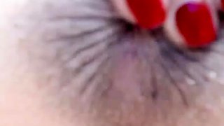 Cute amateur cam girl plays with her pussy and ass close up