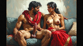 Aunty watches her neighbour uncle fuck his wife and she also joins for a threesome sex.