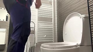 Hot MILF Secretly Masturbates with Bottle & Squirts in Public Toilet