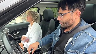 French MILF hooks up with the guy in the car