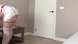 A Mature Nurse Collects Sperm for Analysis. Compilation From Work Cameras. PAWG.