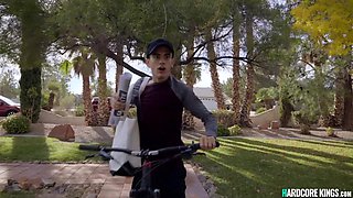 Paperboy fucks huge jugs married mature