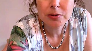 Busty babe playing with her big boobs