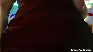 Blonde party chick gets fucked in club