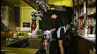 Carole, the Boss of the Bar, Gang-bangued in Her Little White Apron!