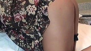 Sexy Brunette in Hot Footjob POV