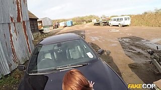 The redhead driver Candi Coxx is going pay for petrol with her body to the cop