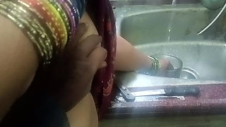 Aunty sex with boy in Kitchen