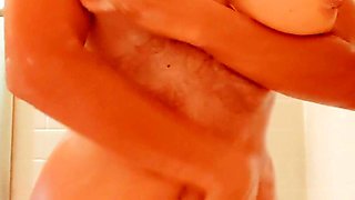 Awesome Big Boobs Blonde Masturbates In The Shower