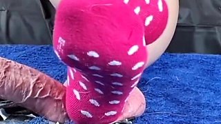 Amateur Ballbusting and Crunshing with Hot Socks and Barfoot