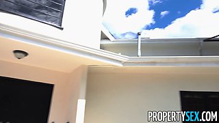 Busty agent with massive tits and ass sells home with a POV BJ and facial