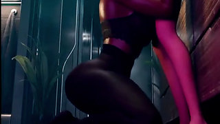 Tracer's Tight Hairy Pussy Gets Licked Until She Squirts All Over Pharah's Face