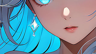 Soft Starlight a Beautiful Young Woman with Glowing Eyes in Animated Style