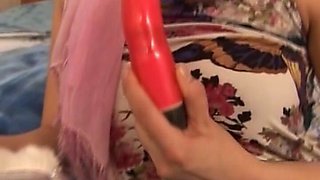 German Teen Showing How She Play with Her Toy