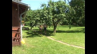 Two Young Sluts Fucked and Cummed on Their Beautiful Tits by Two Big Cocks
