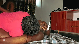 Naughty Ebony Step Daughter Eats Daddy's Ass While Stepmom Is at Work