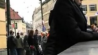 Busty amateur blonde banged in public outdoor